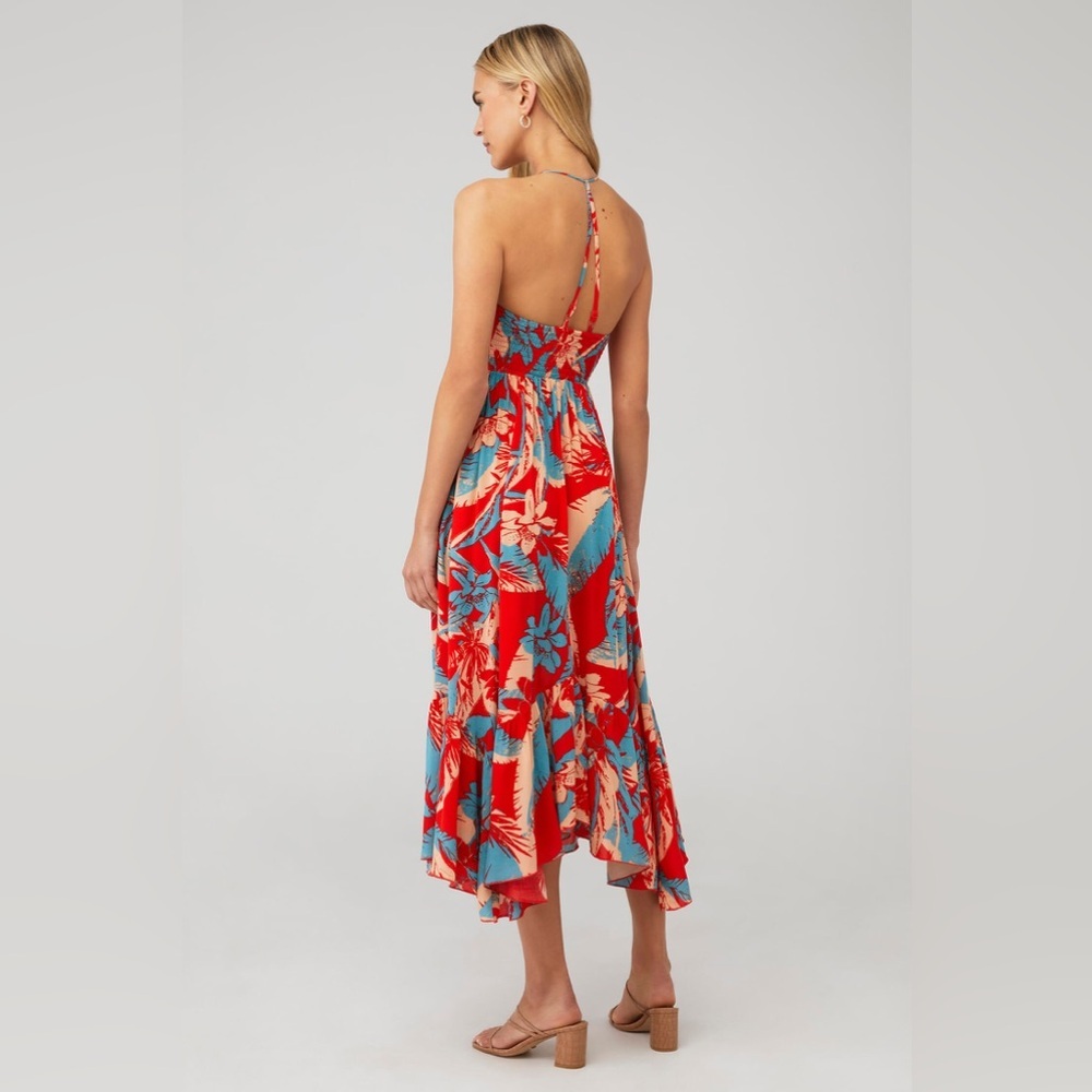 Free People Red Tropical Print Maxi Dress with Blue Accents - Picture 2 of 9